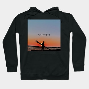 Silhouette of Surfer on Beach Hoodie